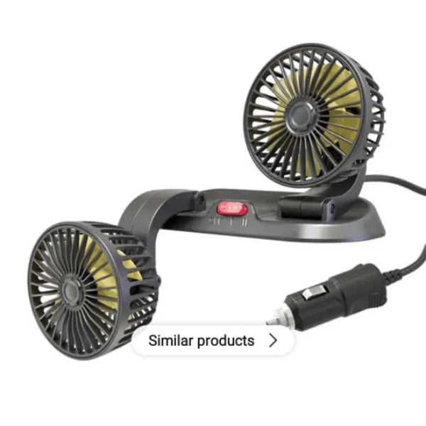 12V Car Fan 360 Degree Rotation Adjustable Dual Head Car Auto Cooling Air Fan