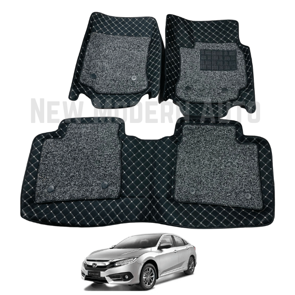 Honda Civic 8D Floor Mats | 3 Pcs | Model 2017-2023 | Civic Best Floor Mats | Civic 8D Floor - New Modern Autos