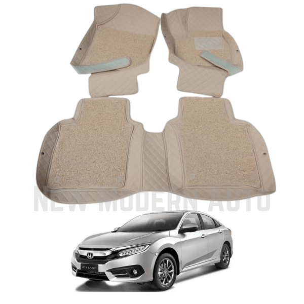 Honda Civic 9D Floor Mats | 3 Pcs | Model 2017-2022 | Civic Best Floor Mats | Civic 9D Floor - New Modern Autos