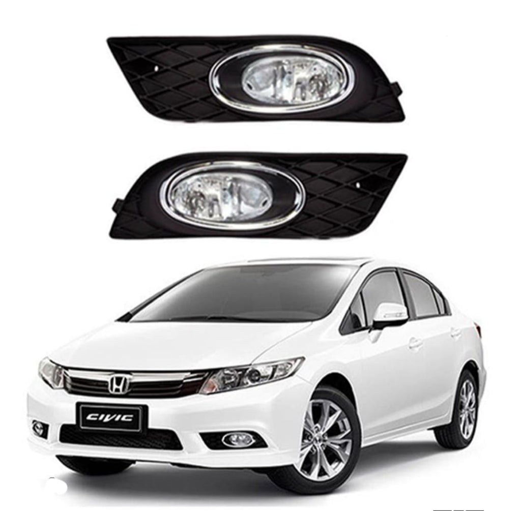 Honda Civic DLAA Fog Lamps Bumper Light with Chrome Trim Cover | Civic Fog Lights | Model 2013 - 2016 - New Modern Autos