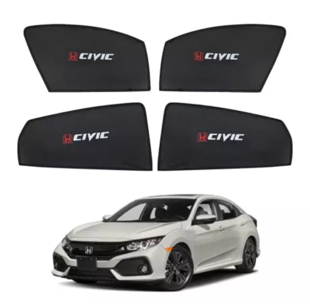 Honda Civic Sun Shades With Logo - 4 Pcs | Model 2017 - 2022