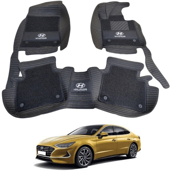 Hyundai Sonata 10D Floor Mats with Black Grass | 3 Pcs | Sonata Best Floor Mats | Sonata 10D Floor