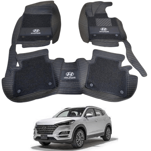 Hyundai Tucson 10D Floor Mats with Black Grass | 3 Pcs | Tucson Best Floor Mats | Tucson 10D Floor