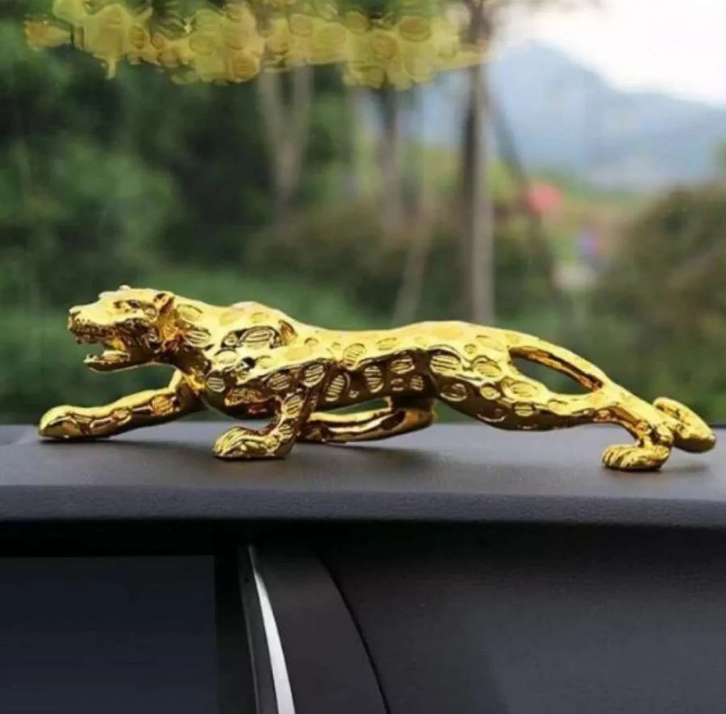 Leopard Golden Sculpture Dashboard Decoration With Double Tape