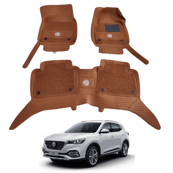 MG HS 10D Floor Mats Brown with Brown Grass | 3 Pcs | MG Best Floor Mats | MG 10D Floor