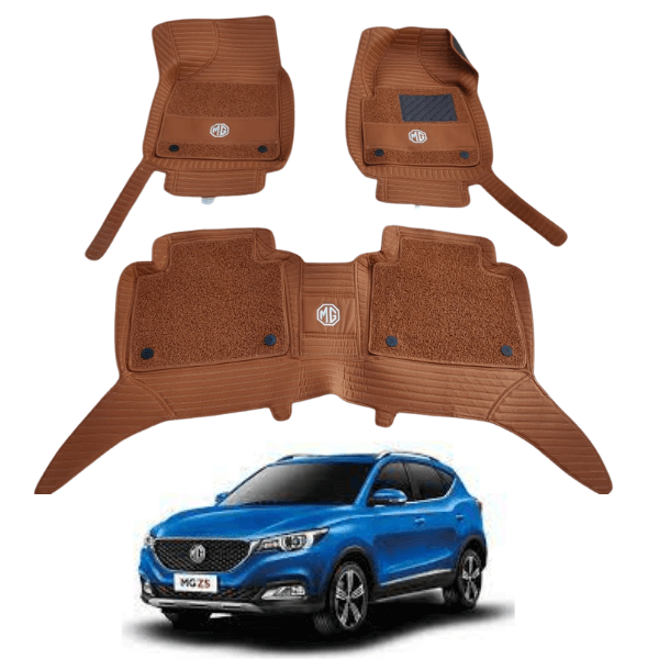 MG ZS 10D Floor Mats Brown with Brown Grass | 3 Pcs | MG Best Floor Mats | MG 10D Floor