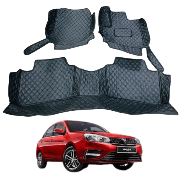 Proton Saga 7D Floor Mats | 3 Pcs | Saga Best Floor Mats | Saga 7D Floor