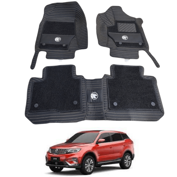 Proton X70 10D Floor Mats with Black Grass | 3 Pcs | X70 Best Floor Mats | X70 10D Floor