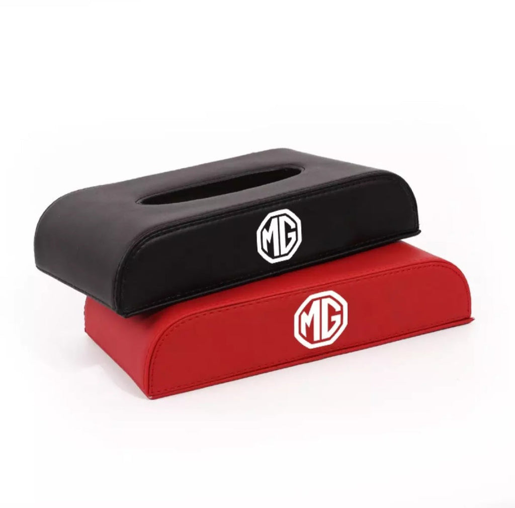 Car Tissue Box High Quality - PU Leather Red Black Brown - New Modern Autos