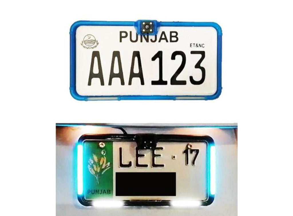 Car LED Number Plate Frame With Camera Mount 2pc - New Modern Autos