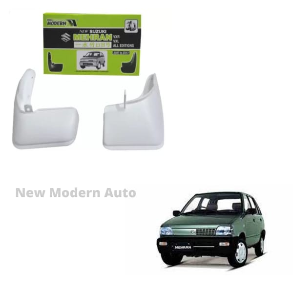 Suzuki Mehran Mud Flaps 4 Pieces White Color | Car Mudguard | Fender Mud Flaps | Splash Guards