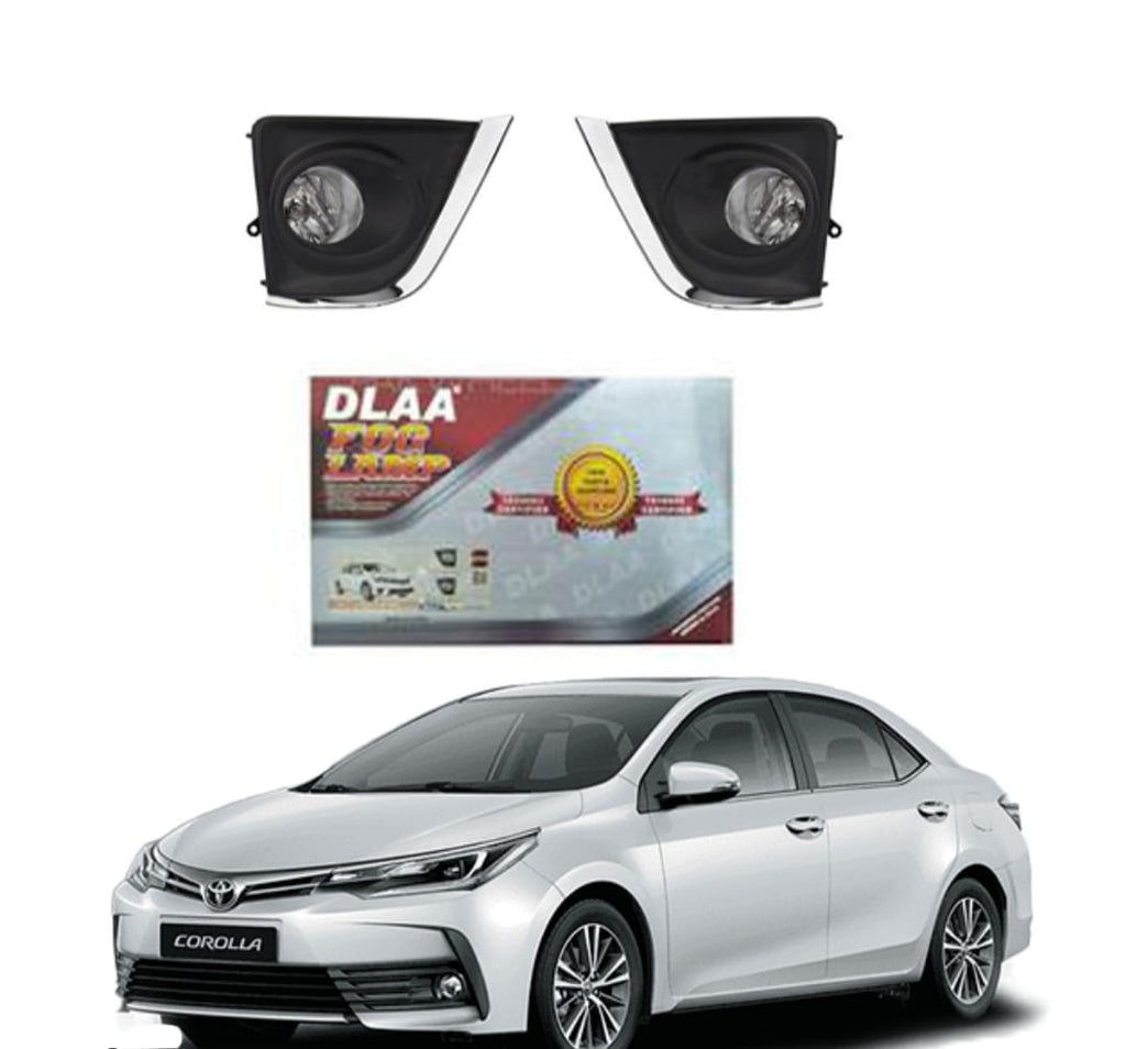 Toyota Corolla DLAA Fog Lamps Bumper Light with Chrome Trim Cover | Corolla Fog Lights | Model 2018 - 2022