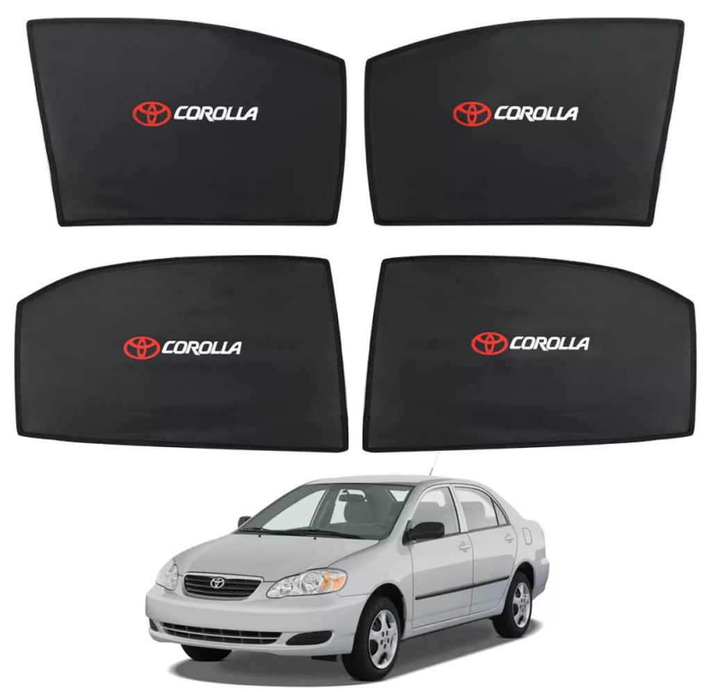 Toyota Corolla Sun Shades With Logo - 4 Pcs | Model 2002 - 2007