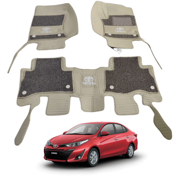 Toyota Yaris 10D Floor Mats with Brown Grass | 3 Pcs | Yaris Best Floor Mats | Yaris 10D Floor