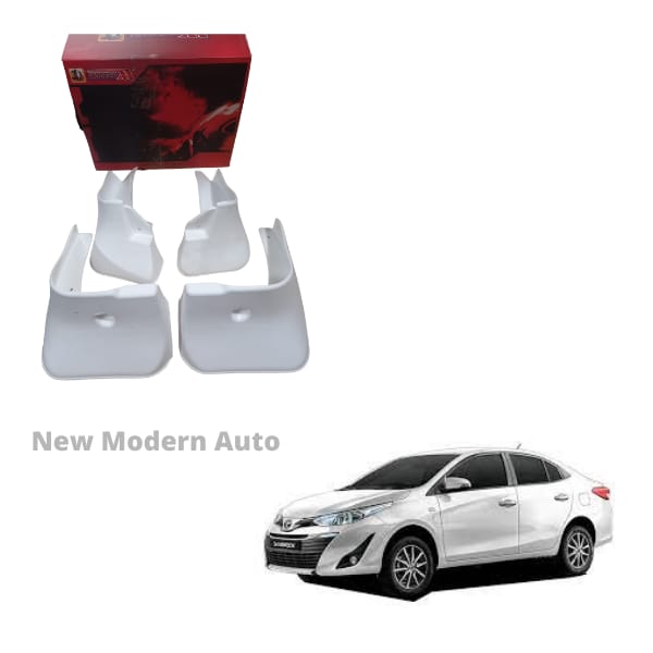 Toyota Yaris Mud Flaps 4 Pieces White Color | Car Mudguard | Fender Mud Flaps | Splash Guards