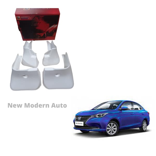 Changan Alsvin Mud Flaps 4 Pieces White Color | Car Mudguard | Fender Mud Flaps | Splash Guards - New Modern Autos