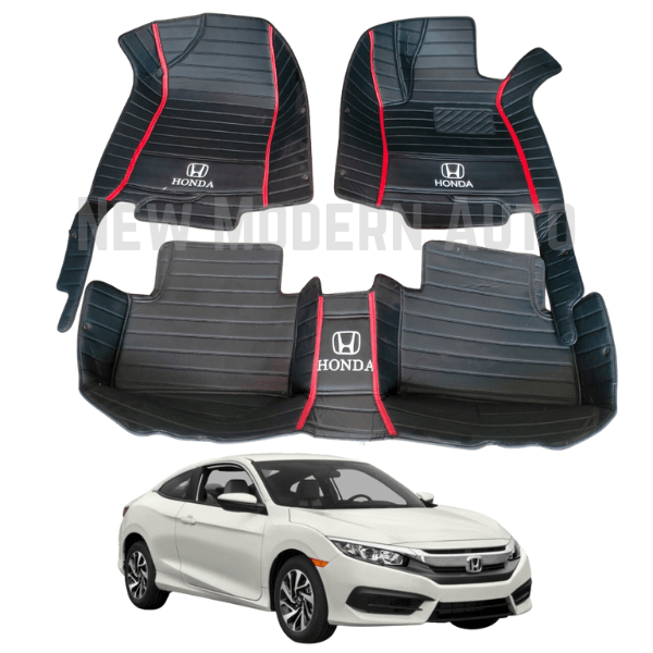 Honda Civic 9D Floor Mats | 3 Pcs | Civic Best Floor Mats | Civic 9D Floor | Model 2017 - 2021 - New Modern Autos