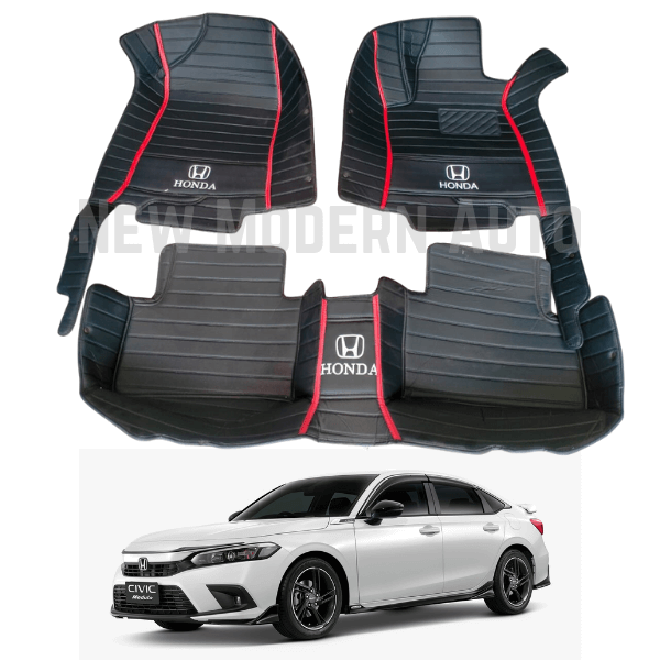 Honda Civic 9D Floor Mats | 3 Pcs | Civic Best Floor Mats | Civic 9D Floor | Model 2022 - 2023 - New Modern Autos