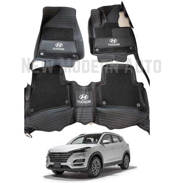 Hyundai Tucson 9D Floor Mats with Black Grass | 3 Pcs | Tucson Best Floor Mats | Tucson 9D Floor