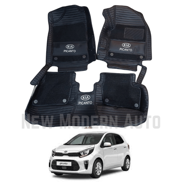 KIA Picanto 9D Floor Mats with Black Grass | 3 Pcs | Picanto Best Floor Mats | Picanto 9D Floor