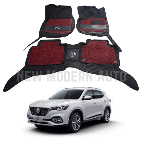 MG HS 9D Floor Mats with Red Grass | 3 Pcs | HS Best Floor Mats | HS 9D Floor