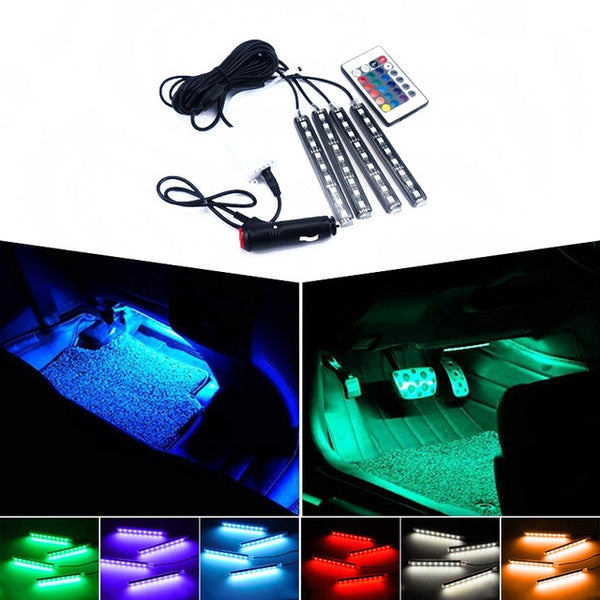 4Pcs Universal Car Music Light Ambient RGB