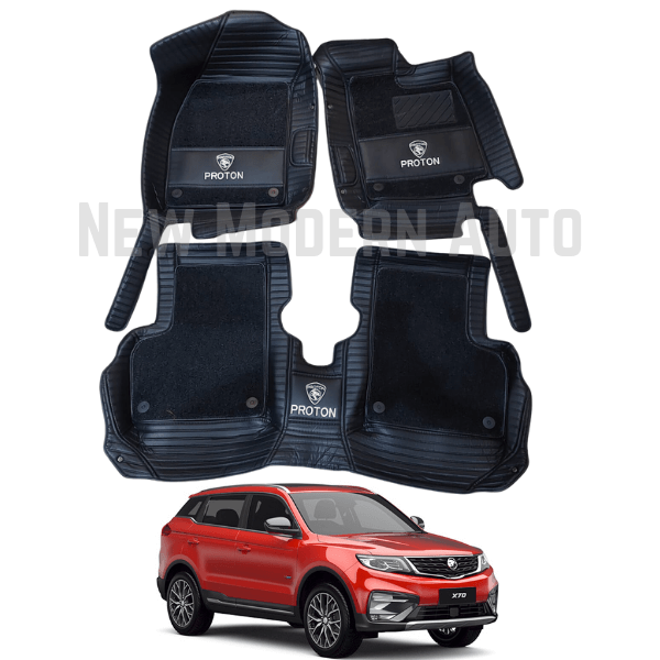 Proton X70 9D Floor Mats with Black Grass | 3 Pcs | X70 Best Floor Mats | X70 9D Floor