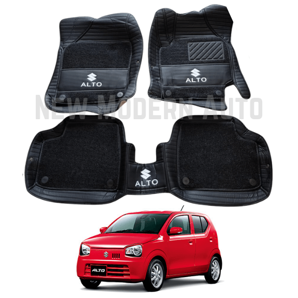 Suzuki Alto 9D Floor Mats with Black Grass | 3 Pcs | Alto Best Floor Mats | Alto 9D Floor